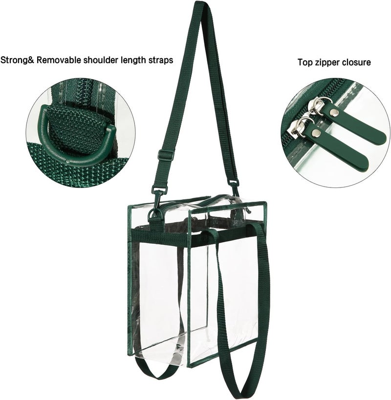 BAGAIL Clear Bags 12x6x12 Stadium Approved Clear Tote Bag with Zipper Closure Crossbody Shoulder Bag with Adjustable Strap - Image 2